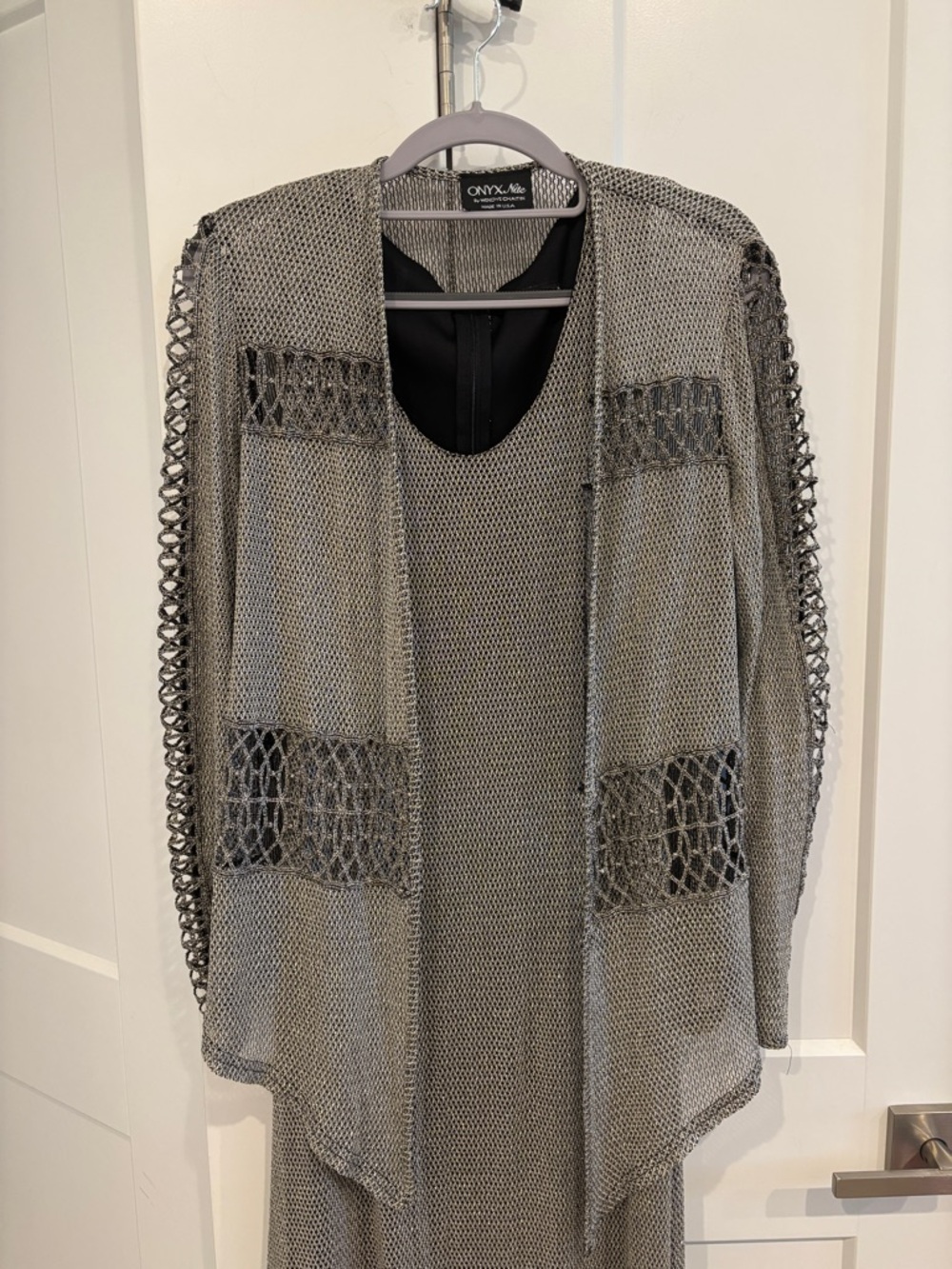 Onyx Nite Vintage Evening Dress and Cardigan. Approx size 2